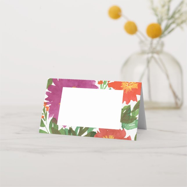 Carte De Placement Fleurs aquarelles (Devant)