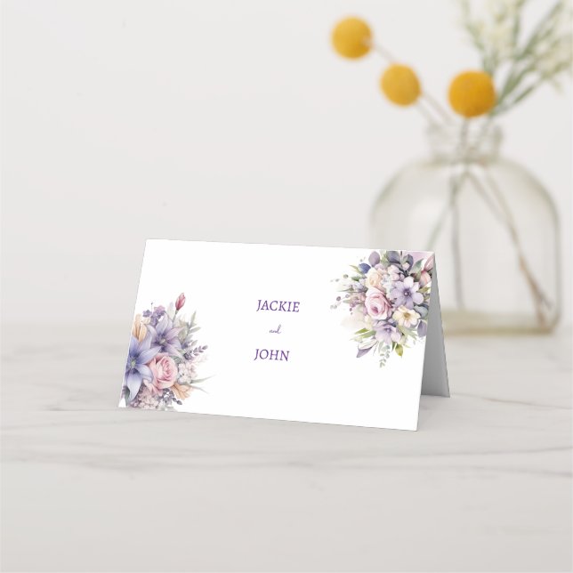 Carte De Placement Fleurs aquarelles. Mariage. (Devant)