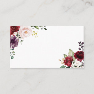 Carte De Placement Fleurs aquarelles rouges et violettes Boho