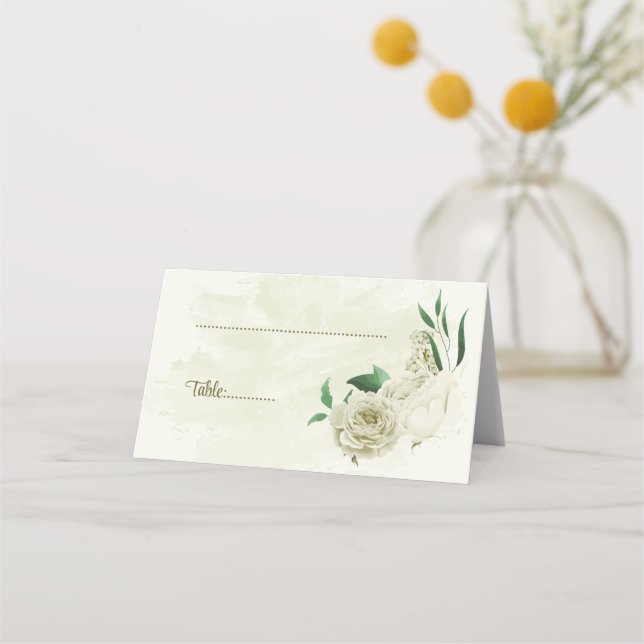 Carte De Placement Fleurs blanches d'ivoire mariage (Devant)