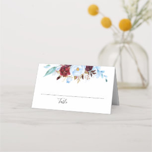 Carte De Placement Fleurs bleues et rouges bordeaux poussiéreuses