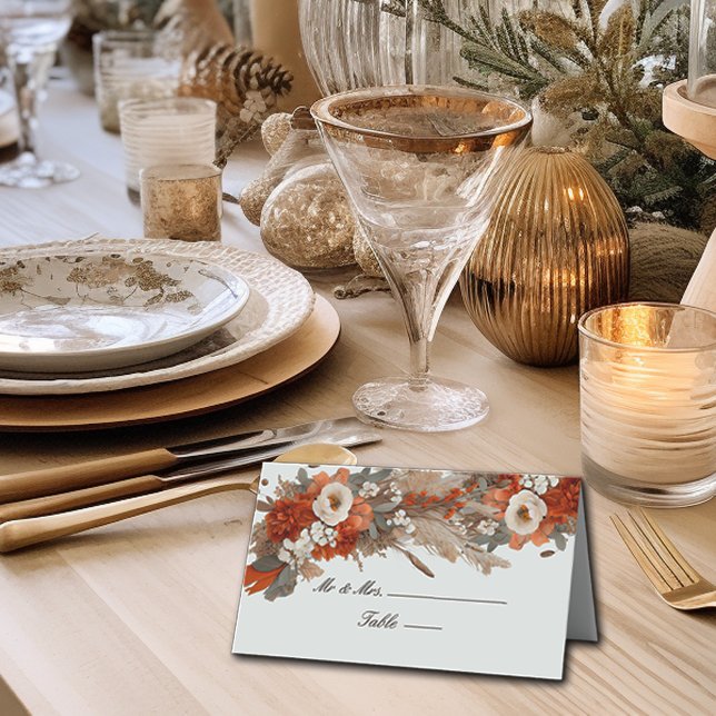 Carte De Placement Fleurs Boho Couleurs Automne, Mariage Automne (Créateur téléchargé)