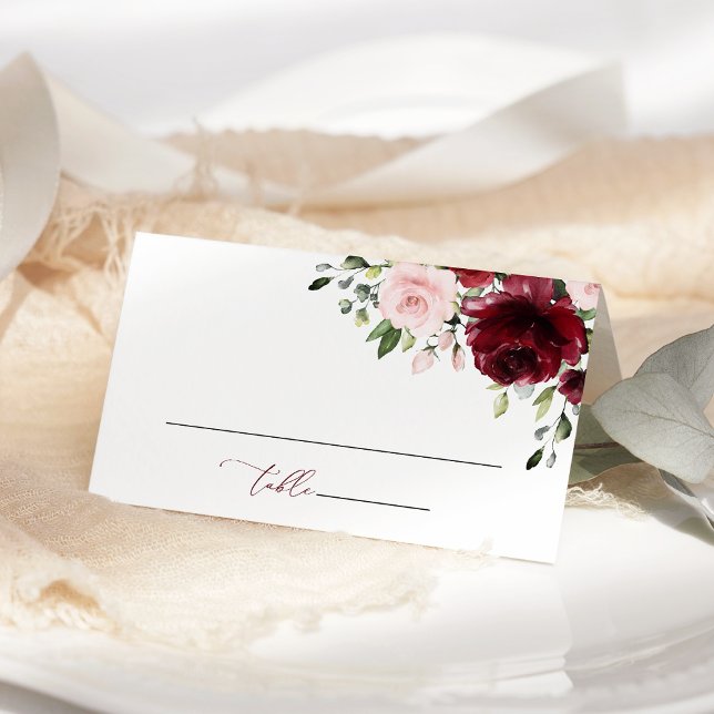 Carte De Placement Fleurs Bourgogne, Fleurs roses, Verdure, Mariage (Créateur téléchargé)
