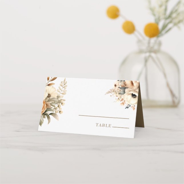 Carte De Placement Fleurs Chic Boho | Mariage des fleurs d'automne (Devant)