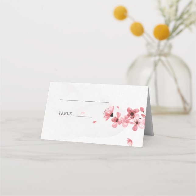 Carte De Placement Fleurs de cerisier rose Carte mariage à fleurs (Dos)
