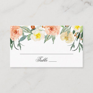 Carte De Placement Fleurs de jardin aquarelle. Mariage floral