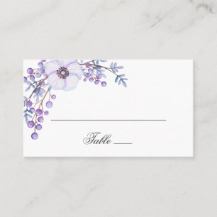 Carte De Placement Fleurs de jardin violettes. Mariage floral violet