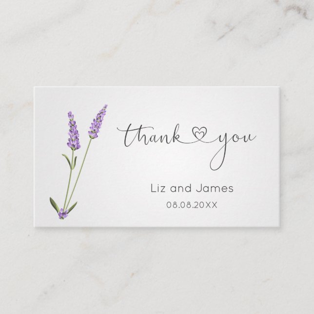 Carte De Placement Fleurs de lavande violette Merci (Devant)