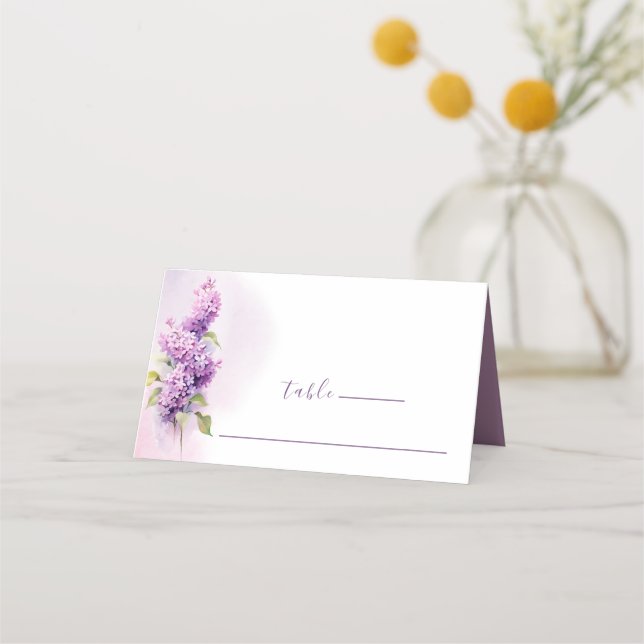 Carte De Placement Fleurs de lilas aquarelle verset biblique de maria (Devant)