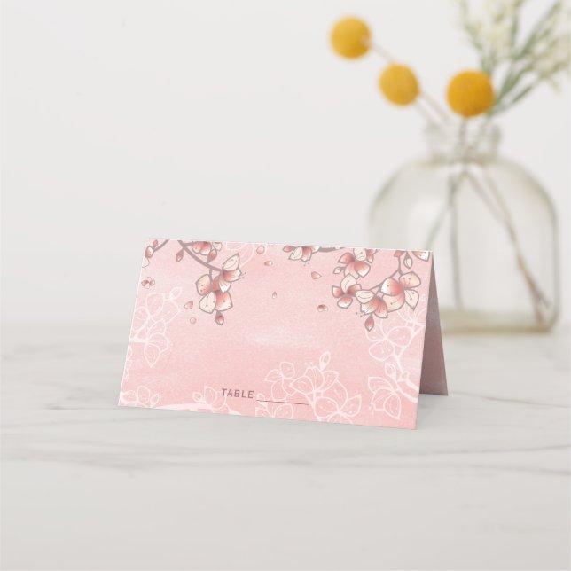 Carte De Placement Fleurs de Peach rose Flores romantiques Mariage as (Devant)