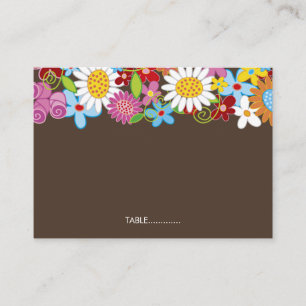 Carte De Placement Fleurs de printemps colorées Jardin Fête Whimsical