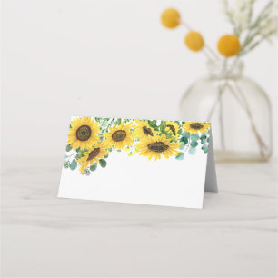 Carte De Placement Fleurs de soleil d'aquarelle et Mariage d'eucalypt