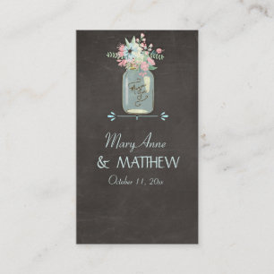Carte De Placement Fleurs de tableau noir Rustique Mason Jar Floral m