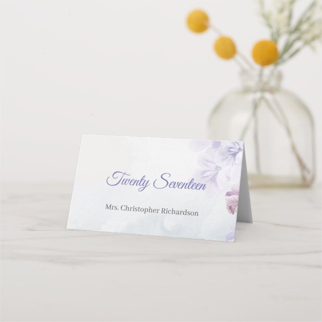 Carte De Placement Fleurs mauves bleues rousses rustiques et poussiér (Devant)