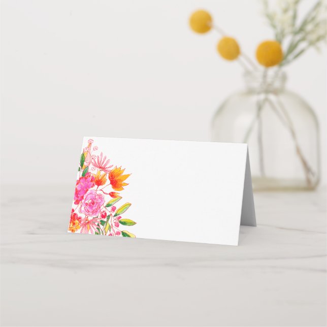 Carte De Placement Fleurs orange rose moderne Accueil Mariage (Devant)
