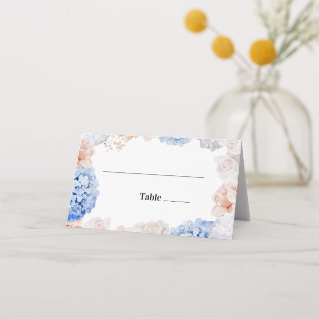 Carte De Placement Fleurs Pastel Hydrangea (Devant)