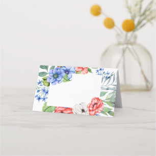 Carte De Placement Fleurs rouge blanc et bleu Patriotique