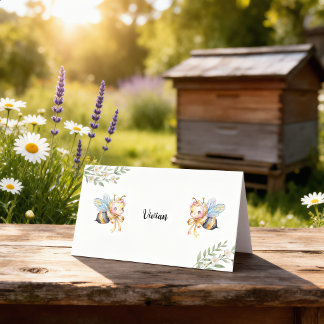 Carte De Placement Fleurs ruches d'abeilles et petite Baby Shower abe