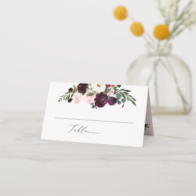 Carte De Placement Fleurs rustiques d'aquarelle de fleur de (Devant)