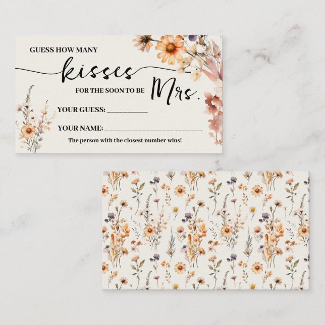 Carte De Placement Fleurs sauvages d'automne Combien de baisers pour  (Devant / Derrière)