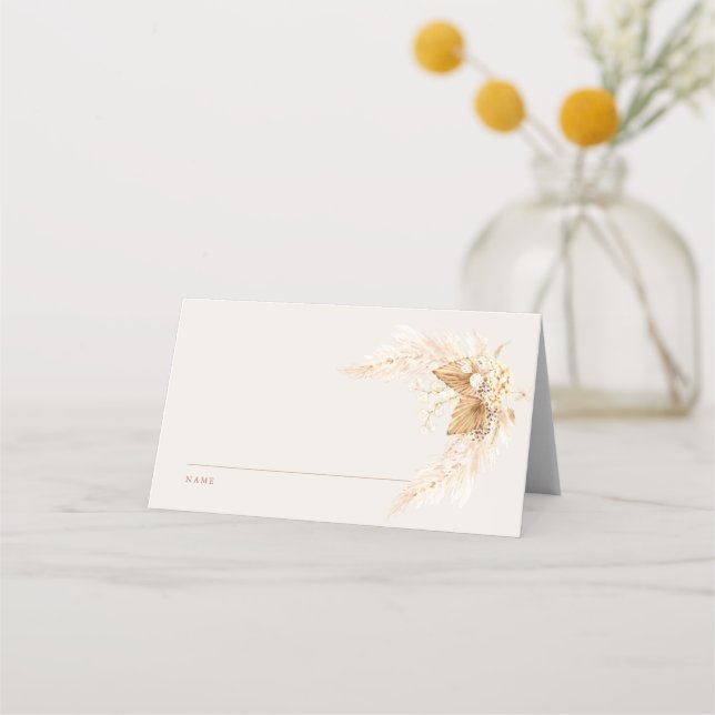 Carte De Placement Fleurs séchées Boho et Mariage en herbe Pampas (Devant)