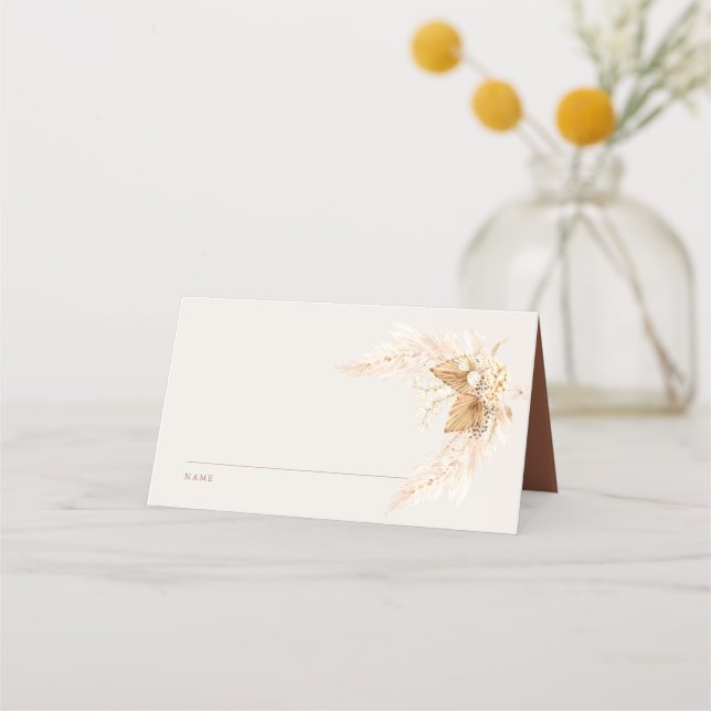 Carte De Placement Fleurs séchées Boho et Pampas Mariage en herbe Pla (Devant)