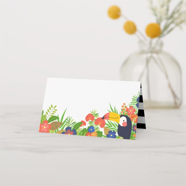 Carte De Placement Fleurs Toucan & Tropical (Devant)