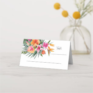 Carte De Placement Fleurs tropicales colorées Mariage rose et orange