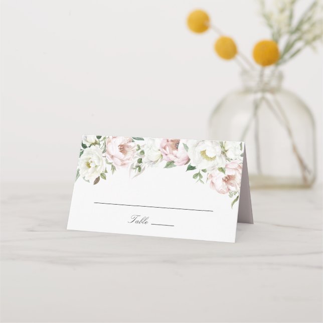 Carte De Placement Floral Blush Pink White Peonies Élégante Carte Pla (Devant)