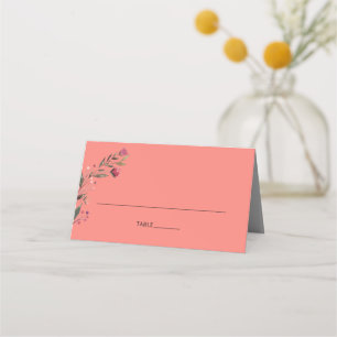 Carte De Placement Floral de Bourgogne Mariage corallien