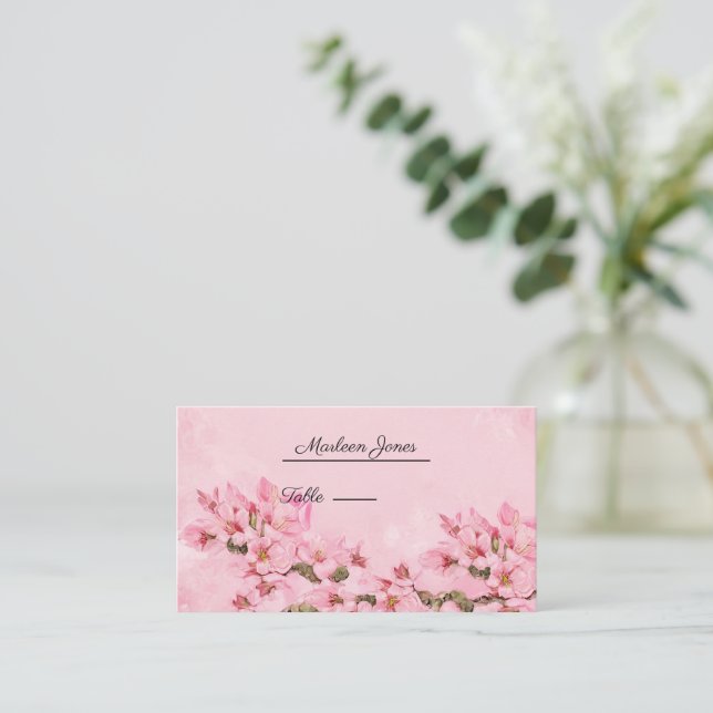 Carte De Placement Floral de fleurs de cerises roses (Debout devant)