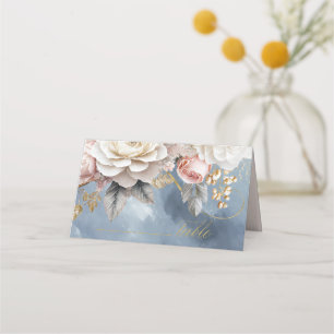Carte De Placement Floral Drama Mariage Blue ID1022