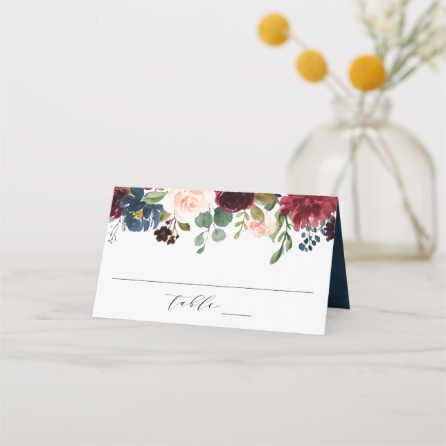 Carte De Placement Floral enchanté | Carte Mariage personnalisée (Devant)