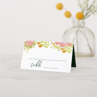 Carte De Placement Floral Mariage vert foncé Botanique