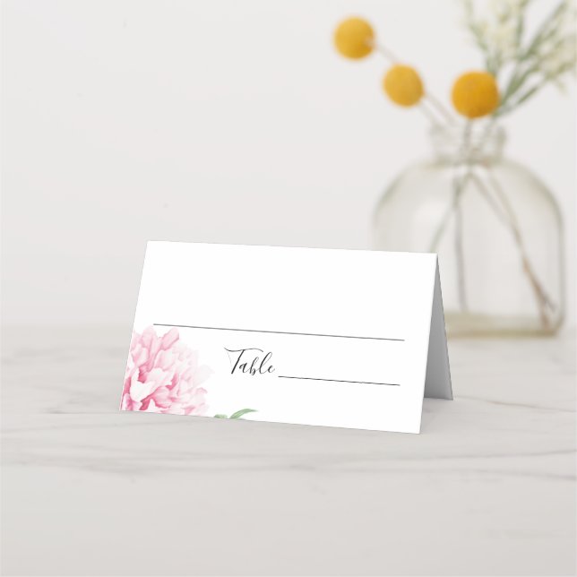 Carte De Placement Floral Pink Peony Boho Botanique Élégant (Devant)
