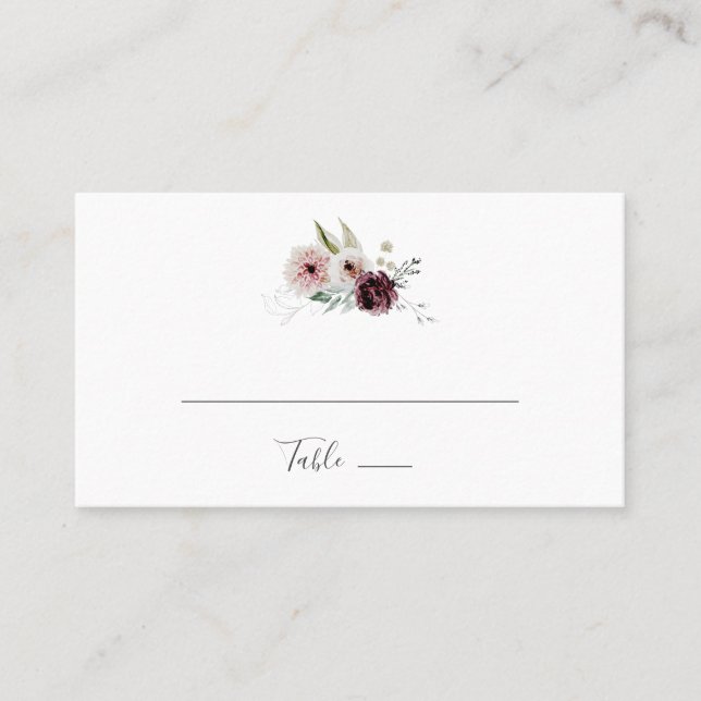Carte De Placement Floral Romance Mariage plat (Devant)