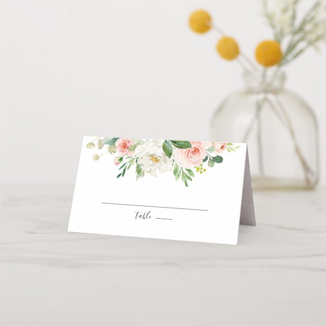 Carte De Placement Florales rose pâle Mariage botanique moderne (Devant)