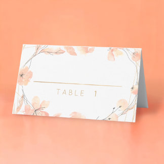 Carte De Placement Flore floue Aquarelle or Floral Custom Escort
