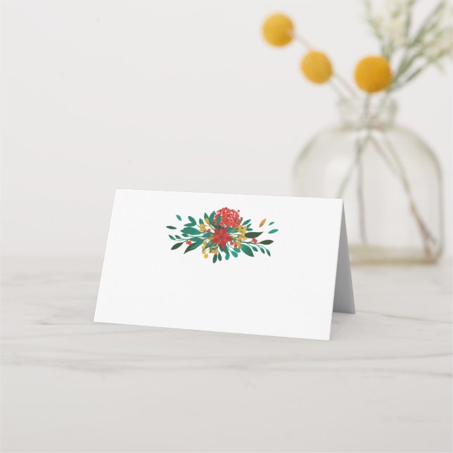 Carte De Placement Flore moderne rouge vert et or Noël (Devant)