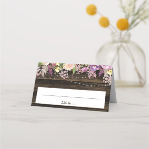 Carte De Placement Flore violet rustique voyants Mariage plié