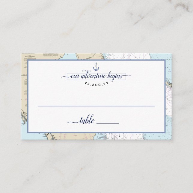 Carte De Placement #Floride #Ancre du graphique nautique #Mariage / é (Devant)