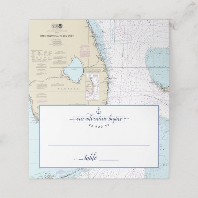 Carte De Placement #Floride #Ancre du graphique nautique #Mariage / é (Extérieur déplié)