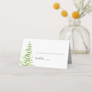 Carte De Placement fougère vert aquarelle. Mariage botanique des bois