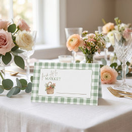 Carte De Placement Fresh off Market Sage Gingham Bridal Shower 