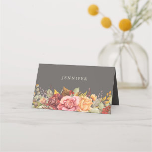 Carte De Placement Frontale florale automnale/automnale Thanksgiving