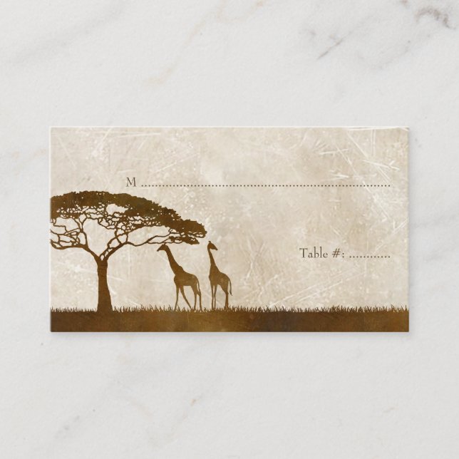 Carte De Placement Giraffe africaine Brown et ivoirienne Mariage Cart (Devant)