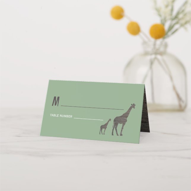 Carte De Placement Giraffe Safari d'argile, Mariage rustique (Devant)