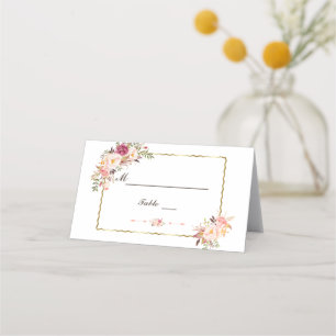 Carte De Placement Glam Gold Blush rose Floral Mariage Numéro de tabl