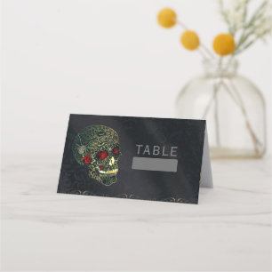 Carte De Placement Glam Gothic Party, crâne de l'araignée juive et Ro