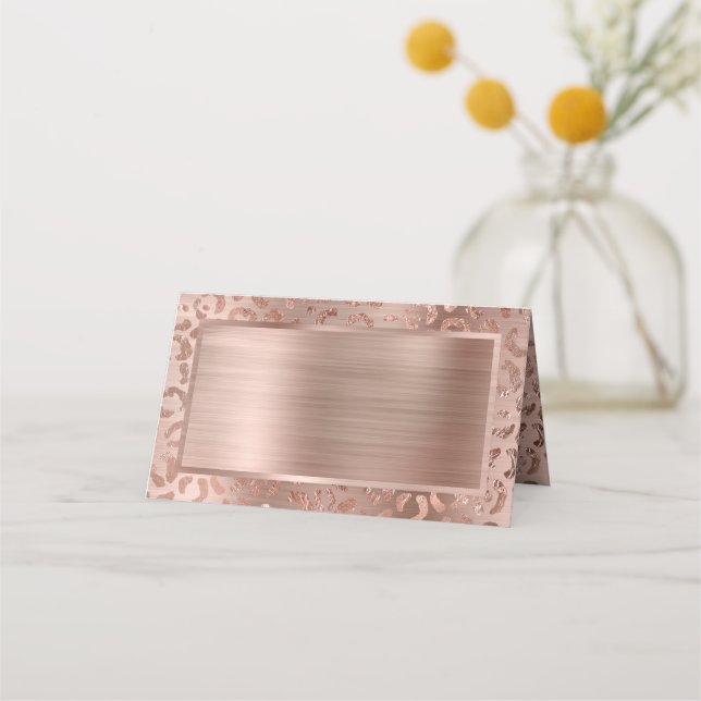 Carte De Placement Glam léopard rose Gold Foil (Devant)